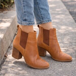Madewell the Brady Leather Chelsea Ankle Boots Cognac English Saddle Size 8